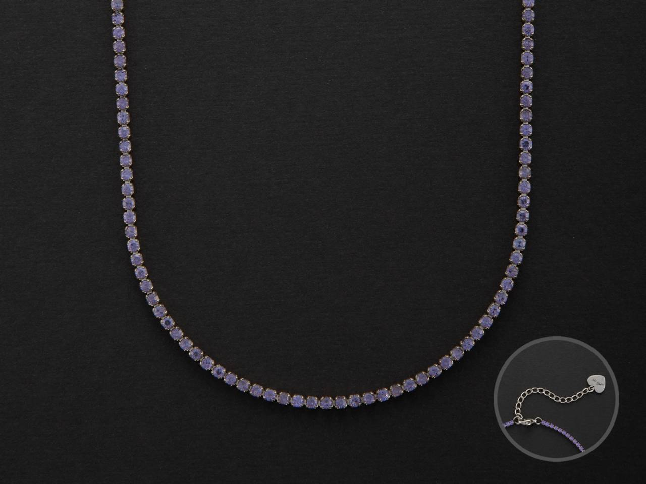 Collana Donna 4US Cesare Paciotti Acciaio Tennis Zirconi Viola 2 mm 4UCL5856W