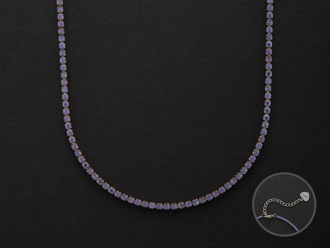 Collana Donna 4US Cesare Paciotti Acciaio Tennis Zirconi Viola 2 mm 4UCL5856W