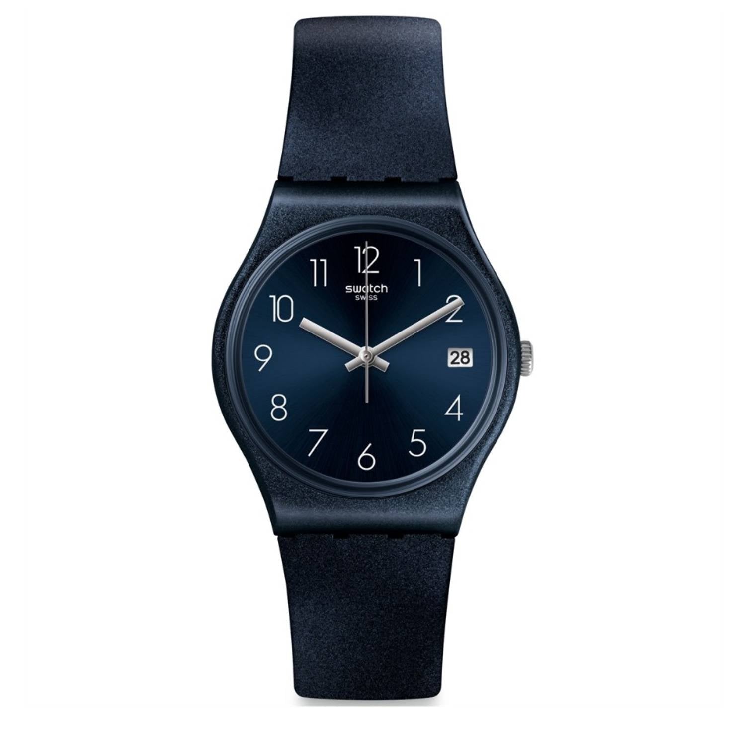 Orologio Donna Gomma Silicone Swatch Quarzo Solo Tempo Blu Data GN414