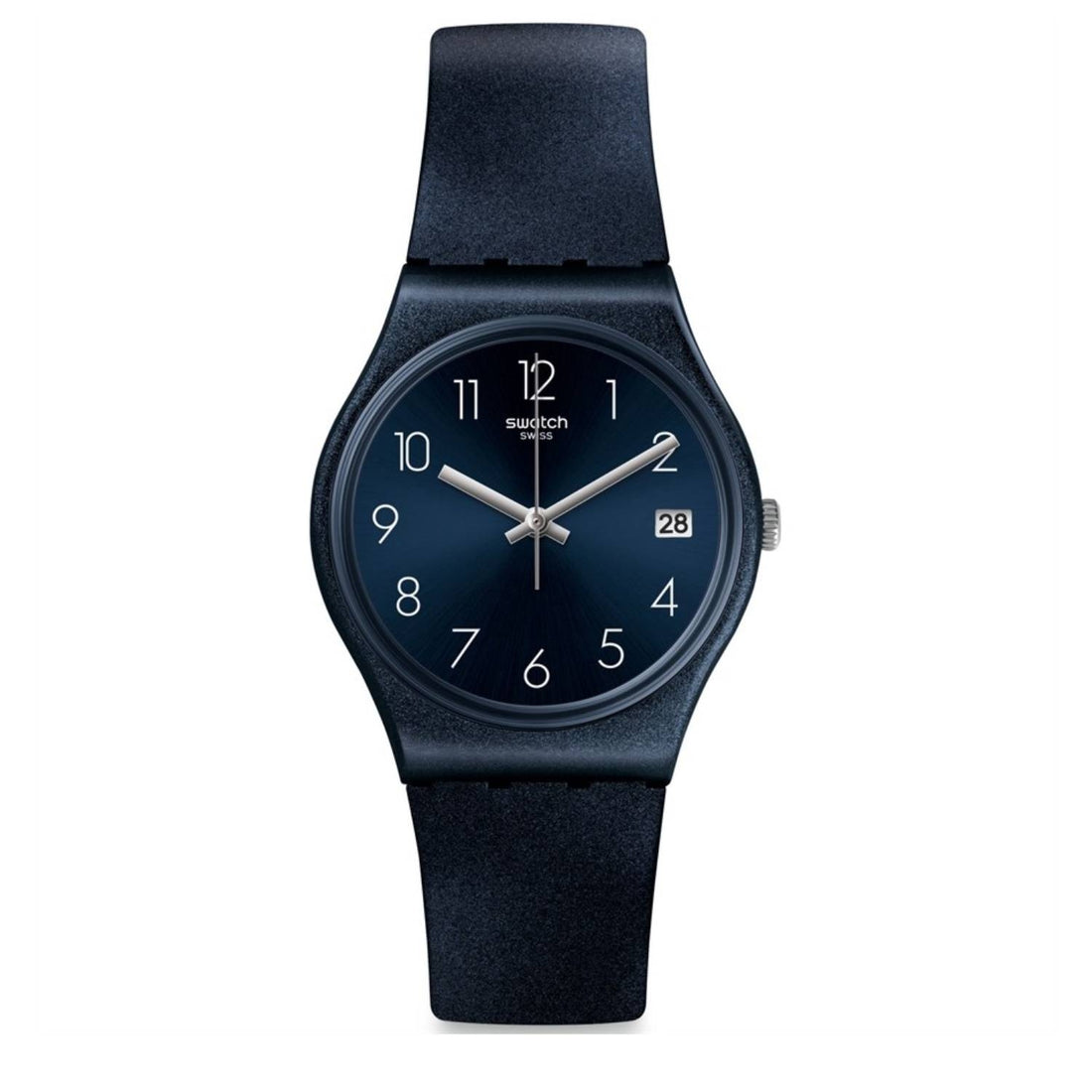 Orologio Donna Gomma Silicone Swatch Quarzo Solo Tempo Blu Data GN414