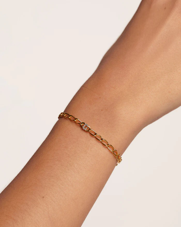 Bracciale Donna PDPaola Argento 925 Dorato Catena Iniziale G Zirconi PU01-544-U