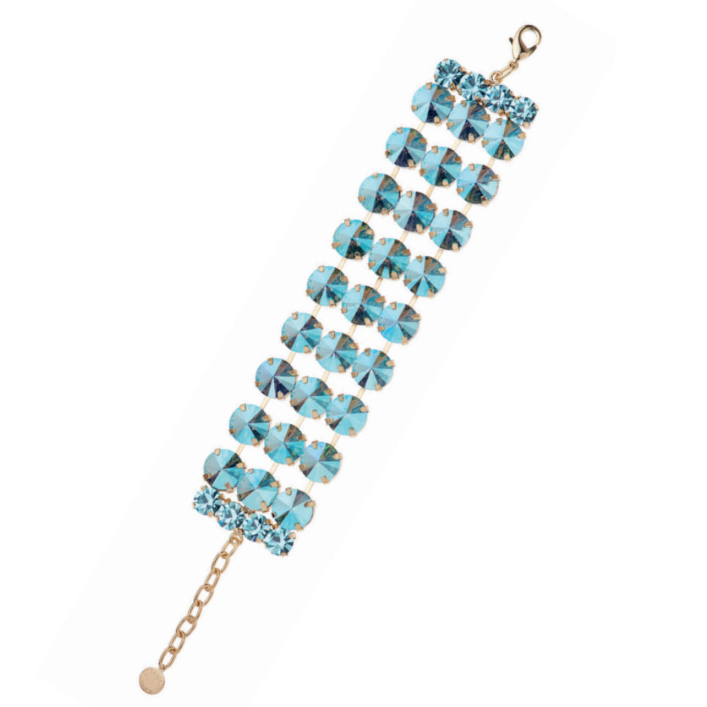 Bracciale Donna Ottaviani Bronzo Dorato Tennis Zirconi Azzurro Tappeto 500939B