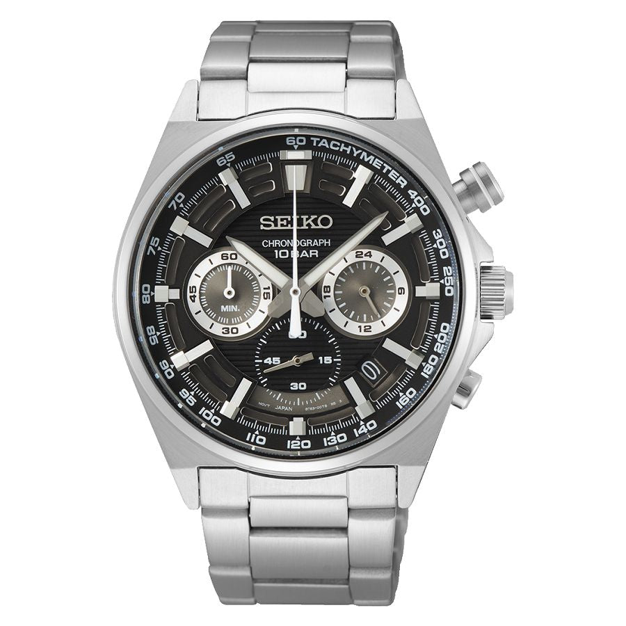 Orologio Uomo Seiko Neo Sport Nero Quarzo Cronografo Acciaio Satinato SSB397P1