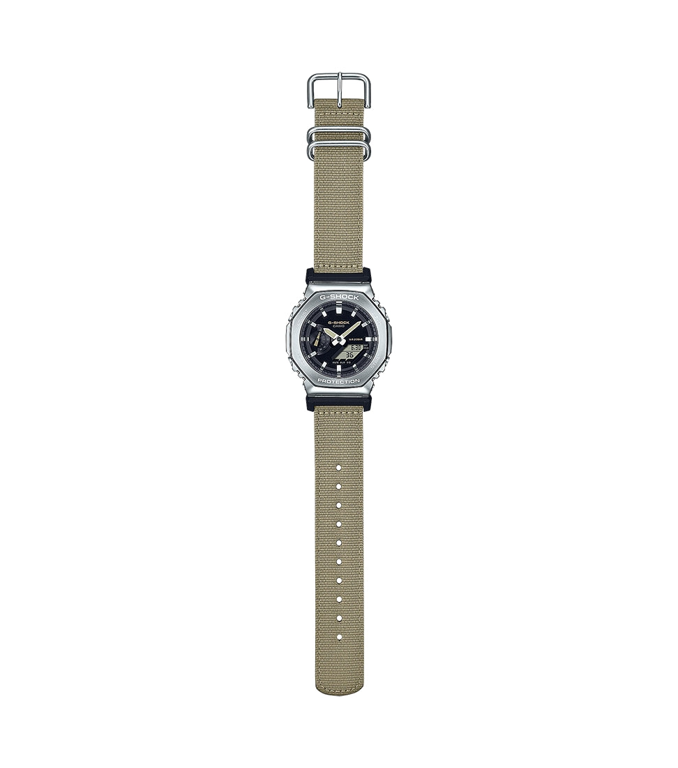 Orologio Uomo Casio G-Shock Acciaio Lucido Tessuto Verde Chiaro GM-2100C-5AER