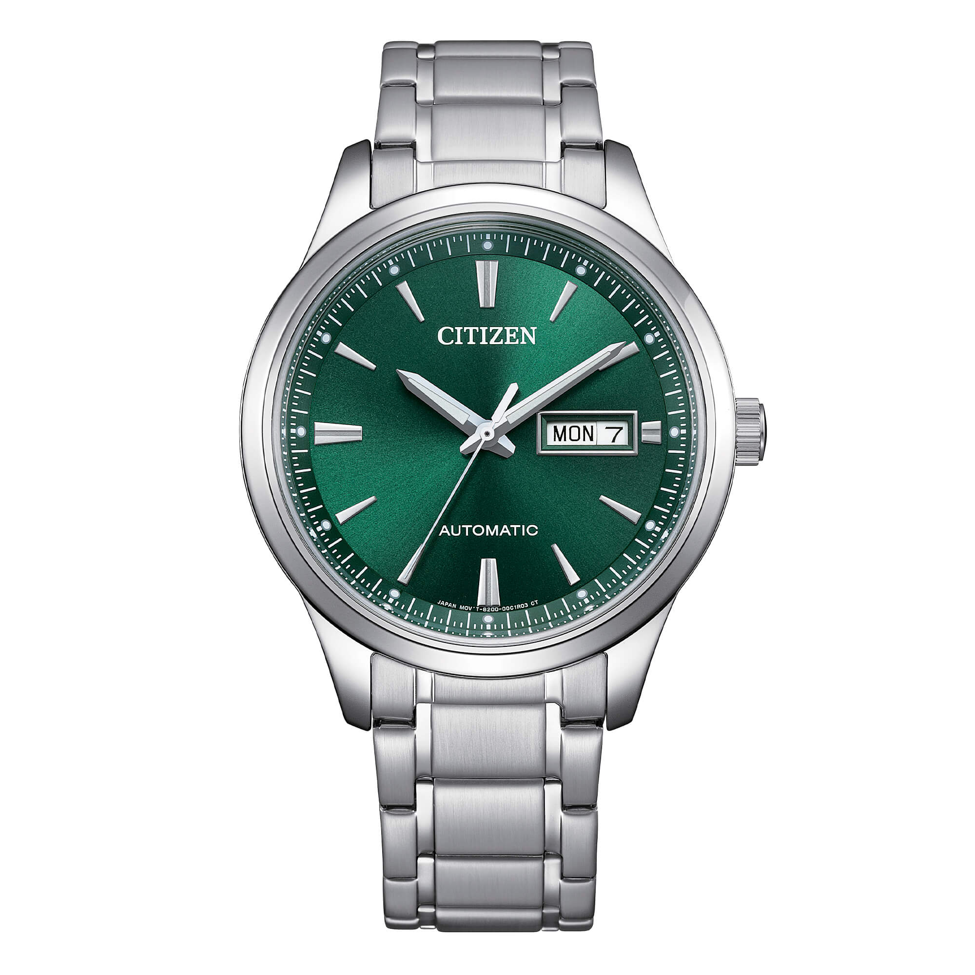 Orologio Uomo Citizen Automatico Verde Acciaio Doppia Data NY4058-79X