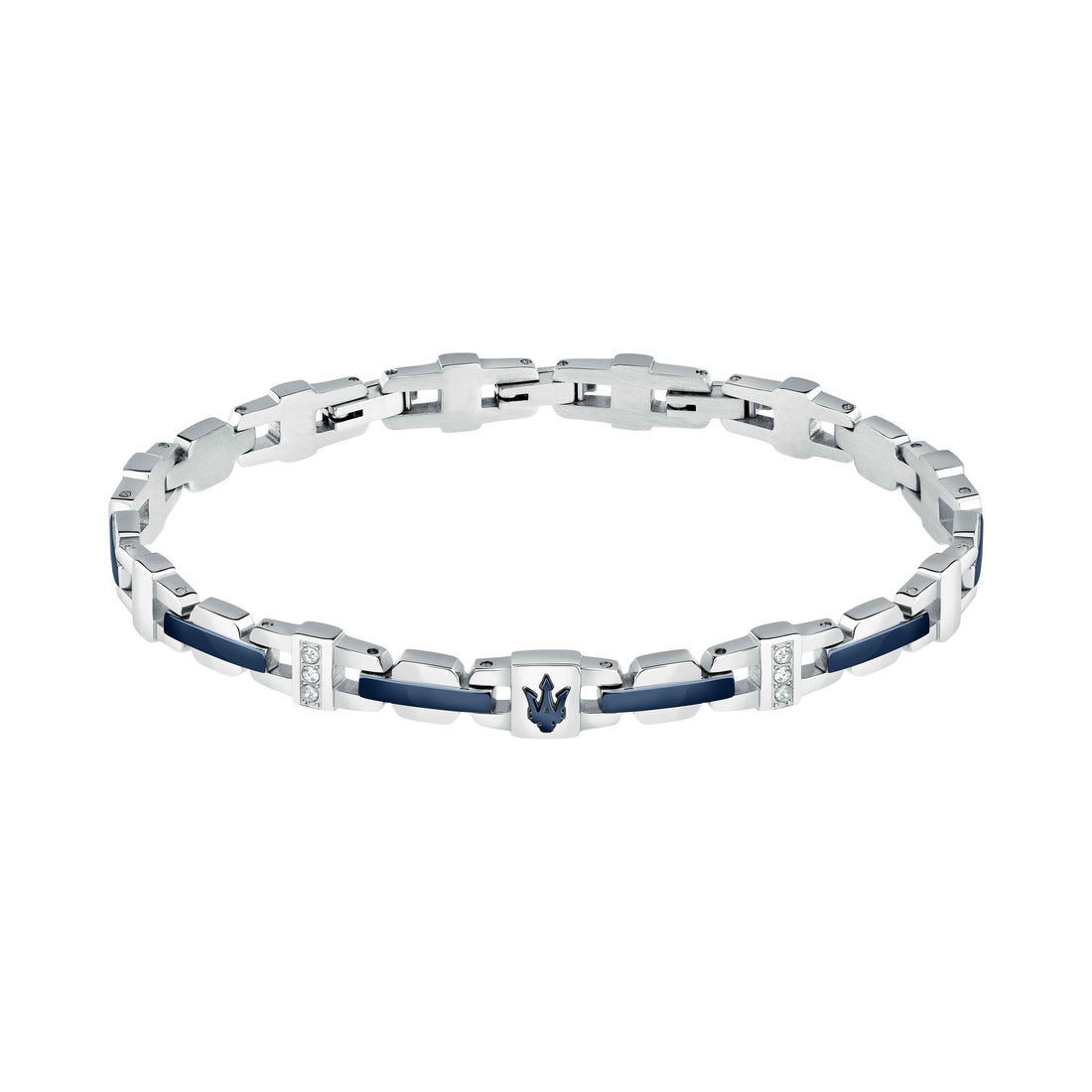 Bracciale Uomo Maserati Acciaio Ceramica Blu Zirconi Bianchi JM523AVD32