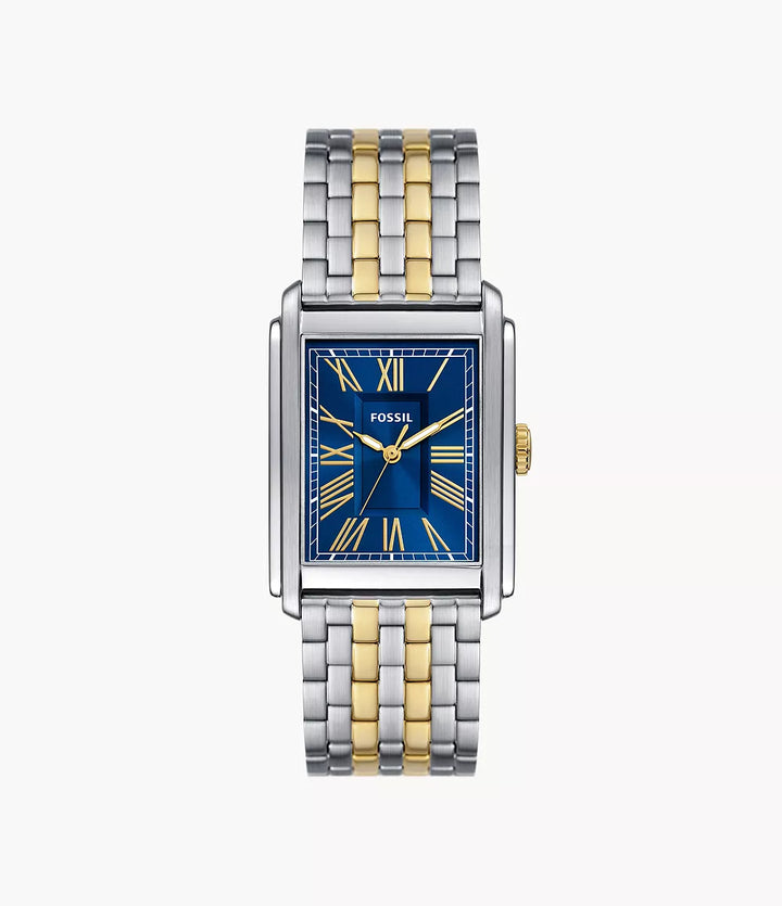 Orologio Uomo Fossil Quarzo Solo Tempo Acciaio Bicolore Blu Numeri Romani FS6010