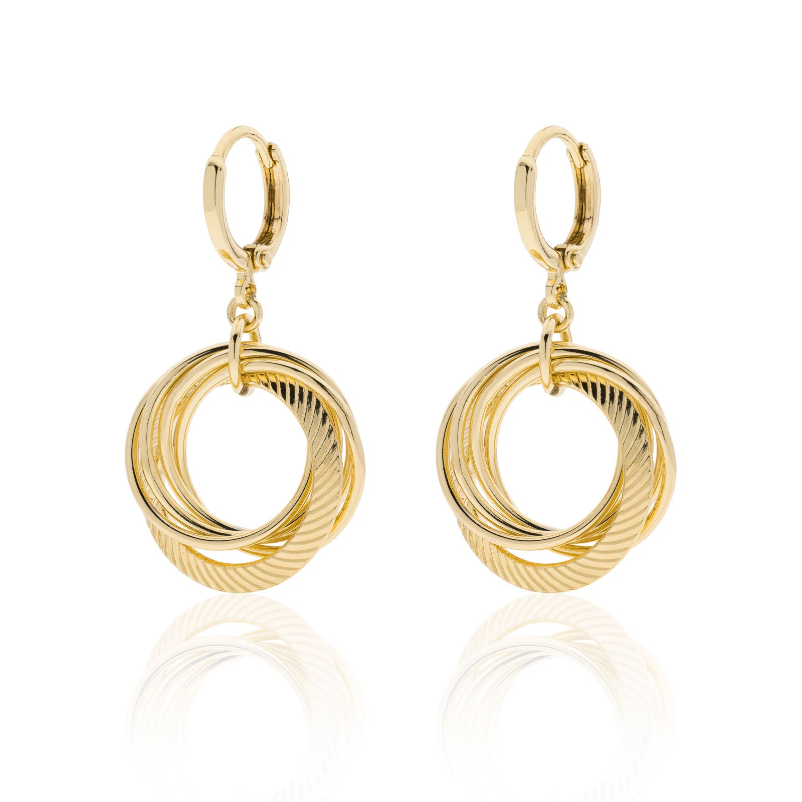 Orecchini Donna Unoaerre Bronzo Dorato Pendenti Cerchio Zigrinato Lucido 549486