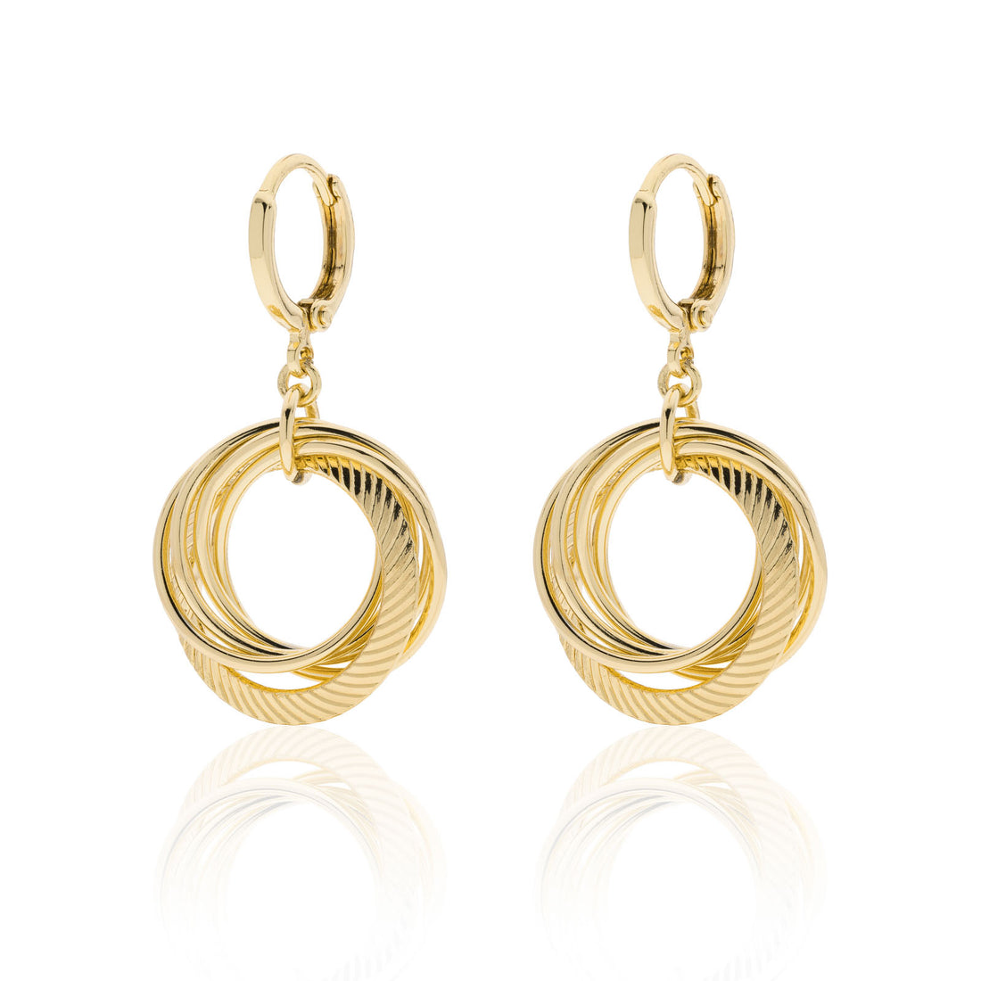 Orecchini Donna Unoaerre Bronzo Dorato Pendenti Cerchio Zigrinato Lucido 549486