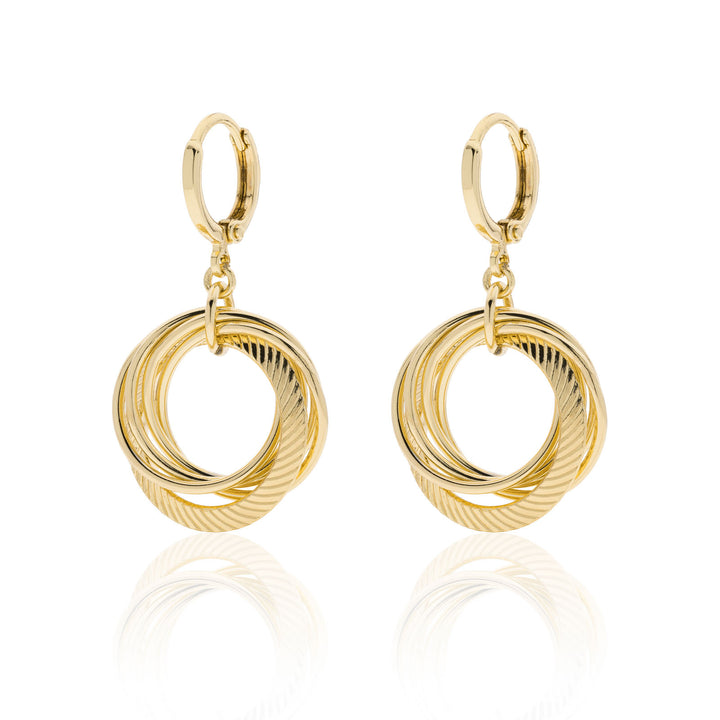 Orecchini Donna Unoaerre Bronzo Dorato Pendenti Cerchio Zigrinato Lucido 549486