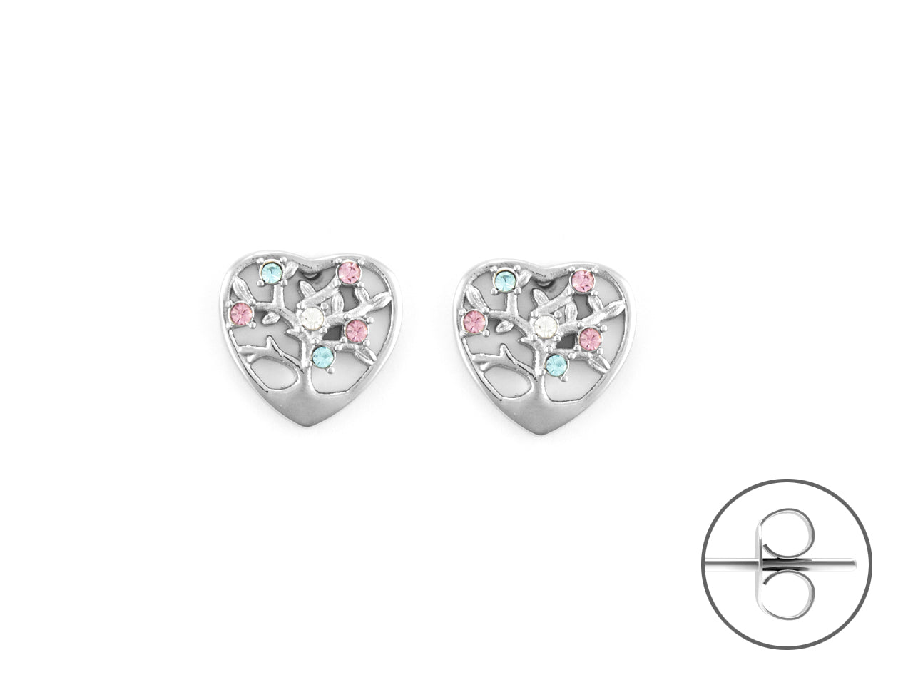 Orecchini Donna Acciaio 4US Cesare Paciotti Cuore Zirconi colorati Albero Vita 4UOR6519W