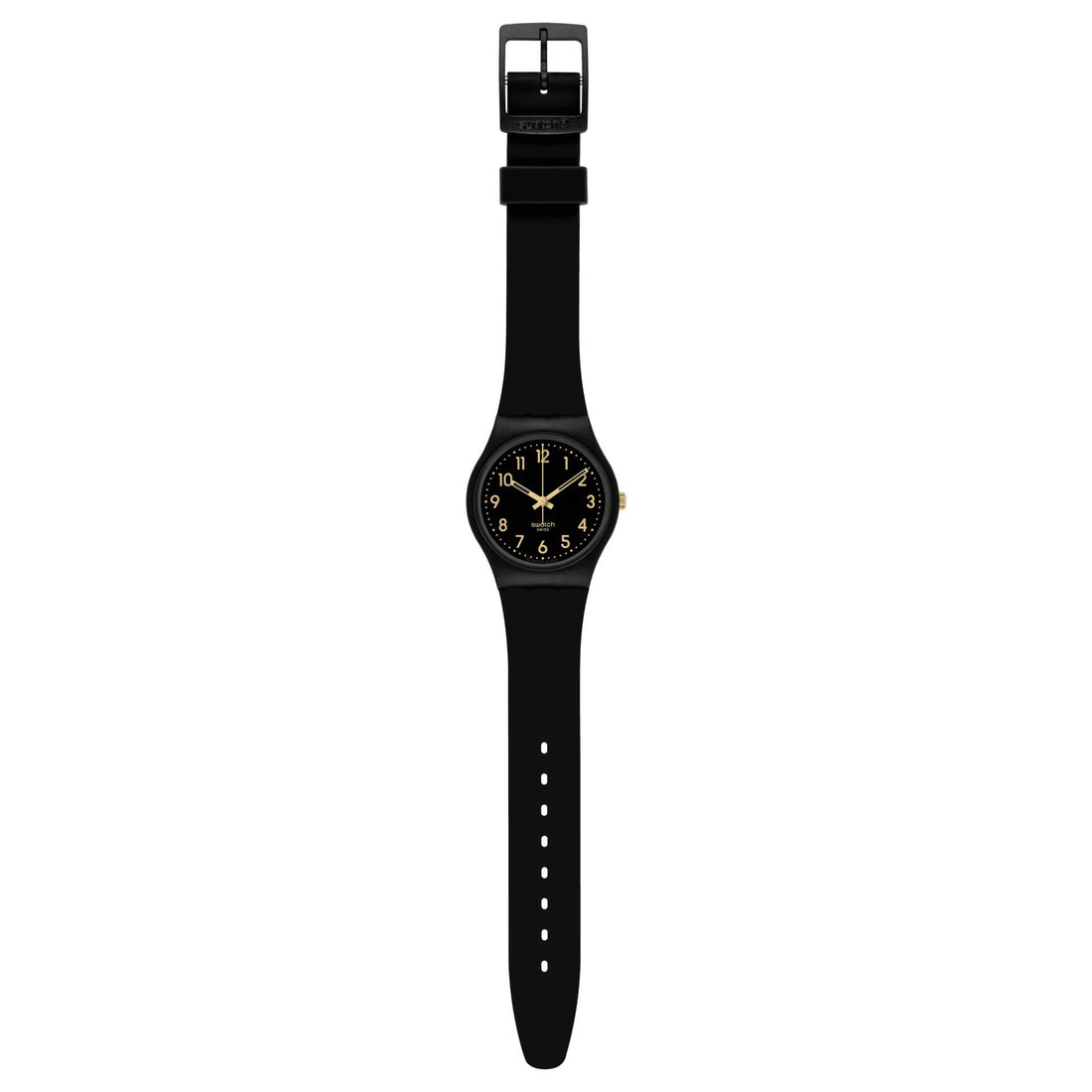 Orologio Unisex Bambino Swatch Golden Tac Quarzo Solo Tempo Nero Oro SO28B113