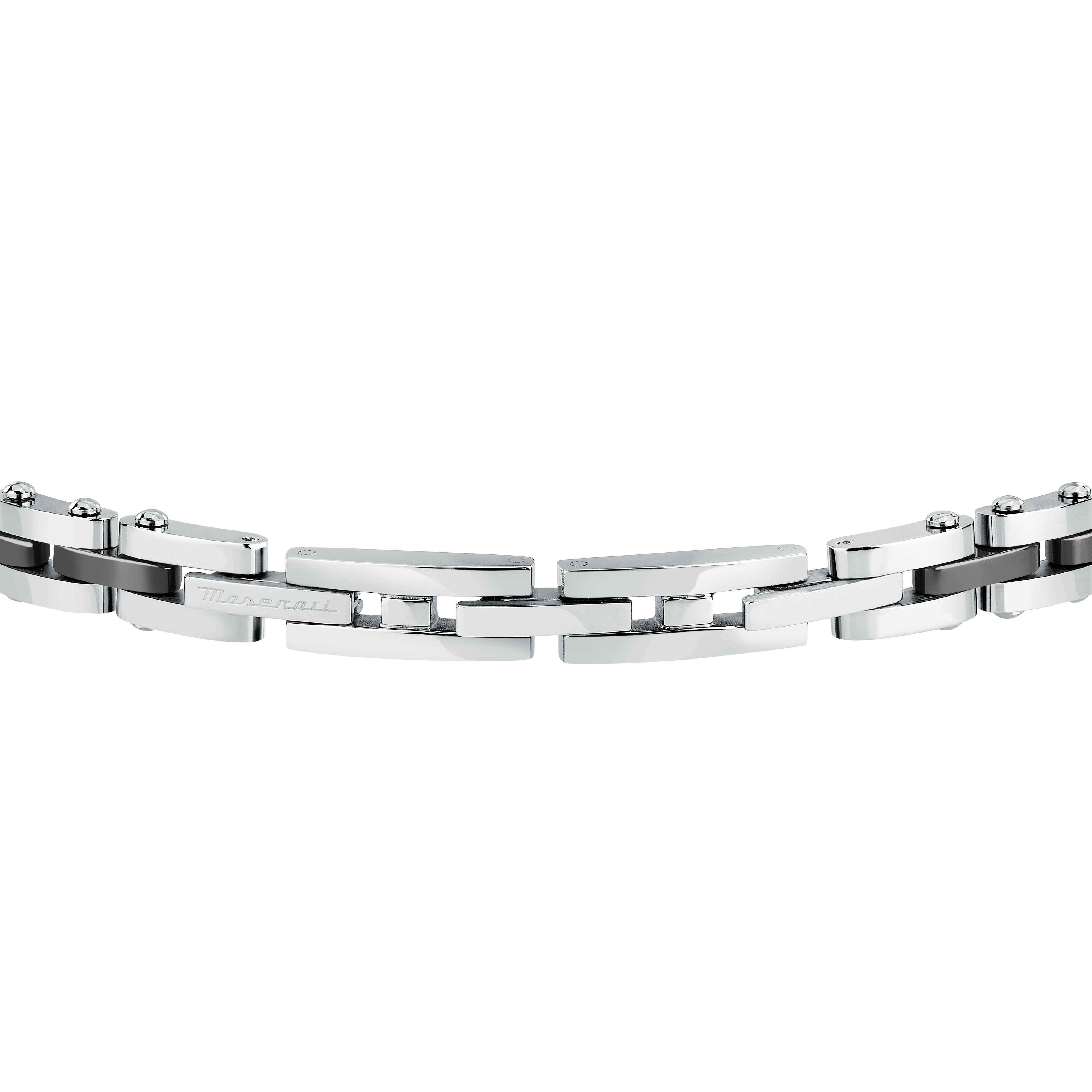 Bracciale Uomo Maserati Ceramica Nera Logo Tridente Oro 18 KT Acciaio JM424AXU06