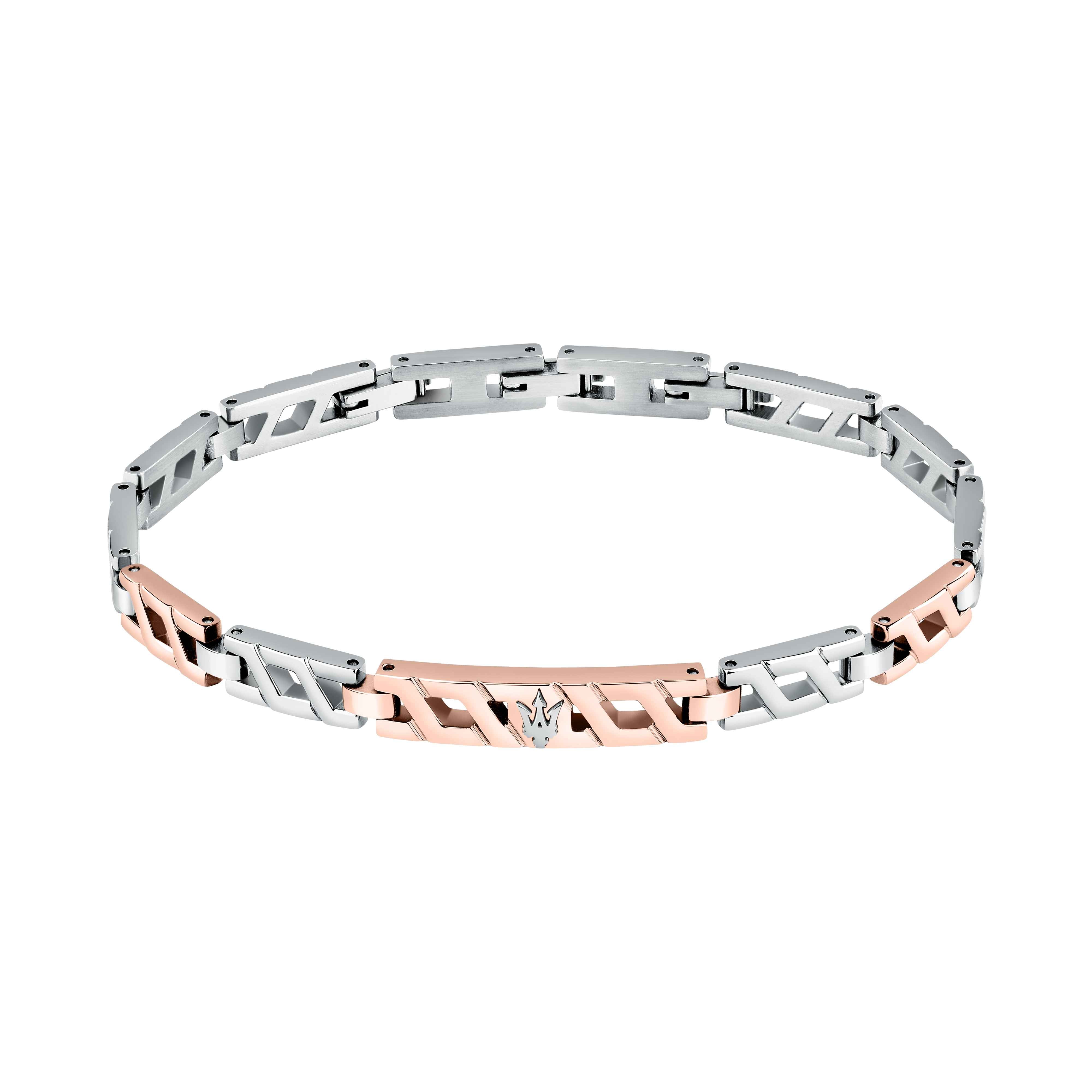 Bracciale Uomo Maserati Acciaio Bicolore Rosè Logo Tridente JM124AVD37