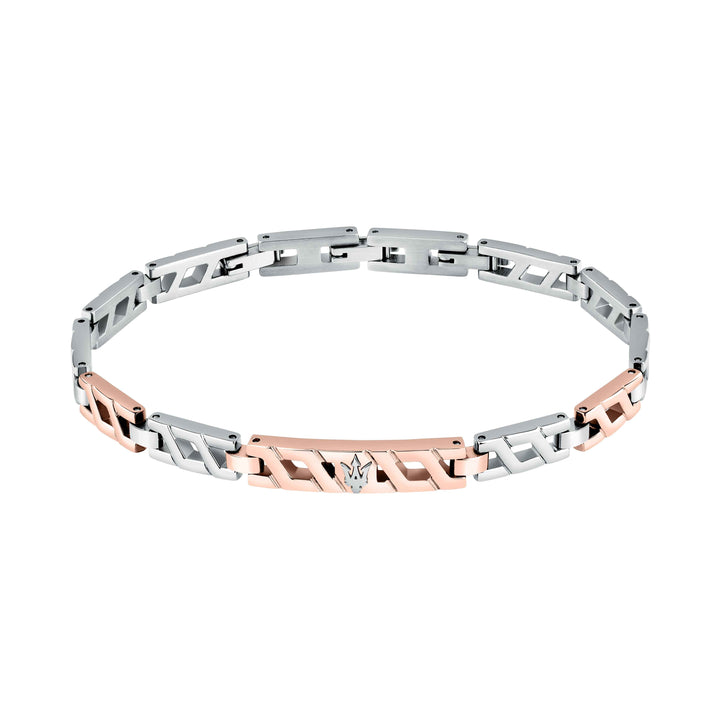 Bracciale Uomo Maserati Acciaio Bicolore Rosè Logo Tridente JM124AVD37