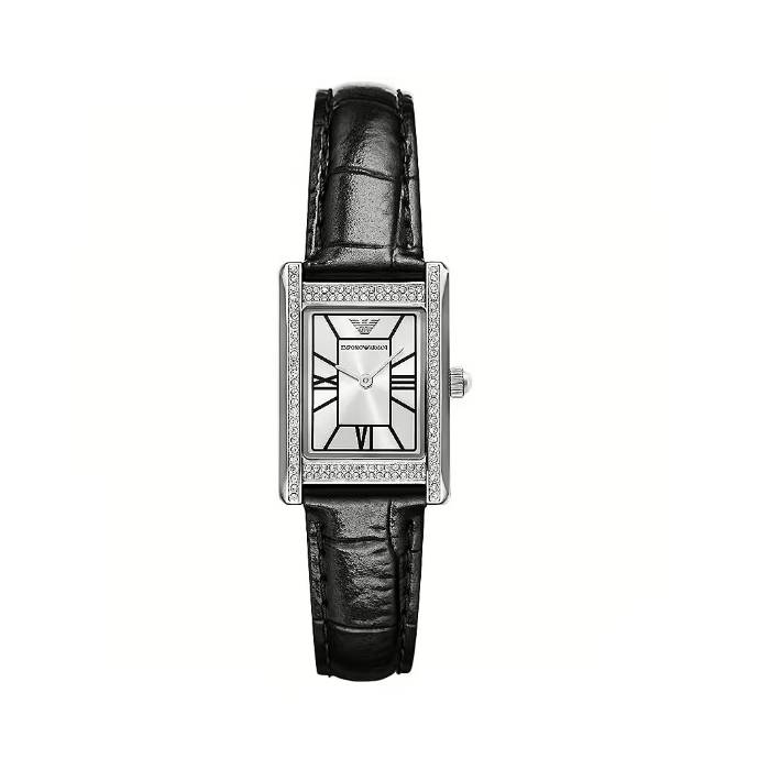 Orologio Donna Emporio Armani Quarzo Pelle Nero Zirconi Bianchi AR11623