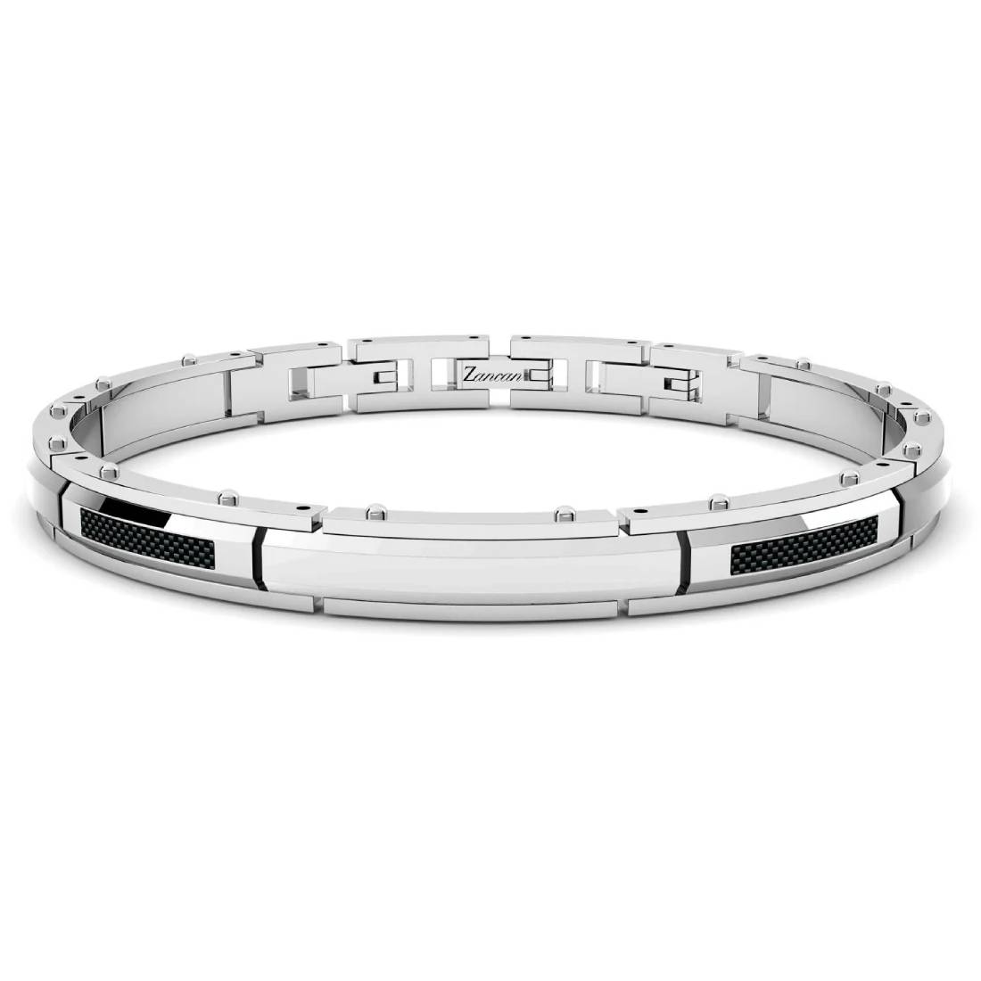 Bracciale Uomo Acciaio Zancan Targa Fibra Di Carbonio EHB272