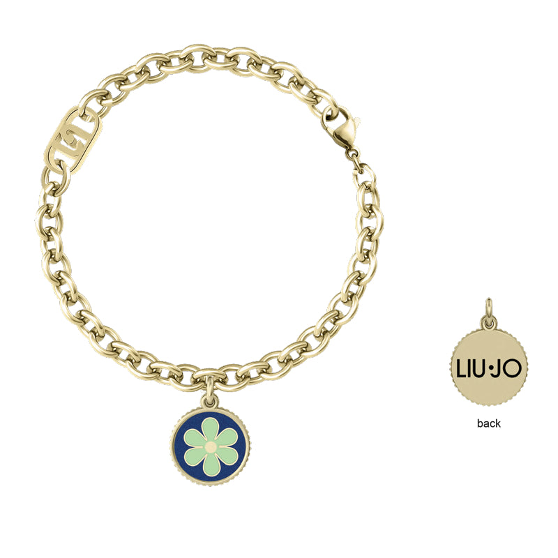 Bracciale Donna Liu Jo Acciaio Dorato Fiore Verde LJ3108