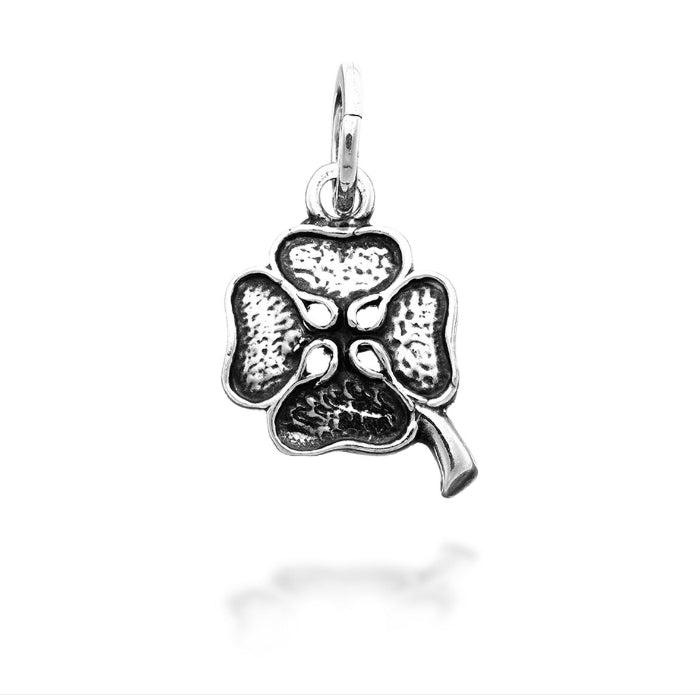 Charm Donna Giovanni Raspini Argento 925 Quadrifoglio Lavorazione Brunita 06003