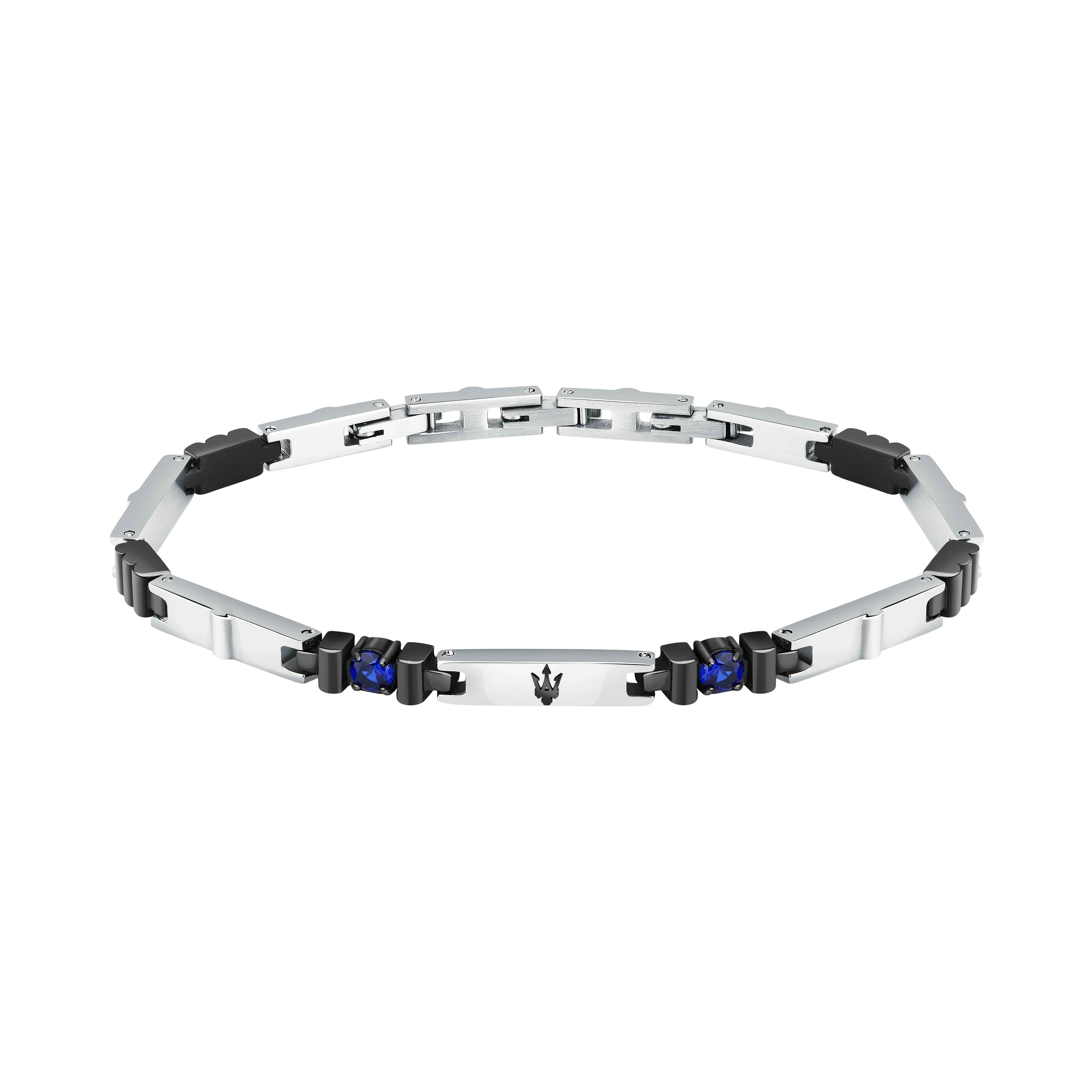 Bracciale Uomo Maserati Acciaio Zirconi Neri Logo Tridente JM224AXO04