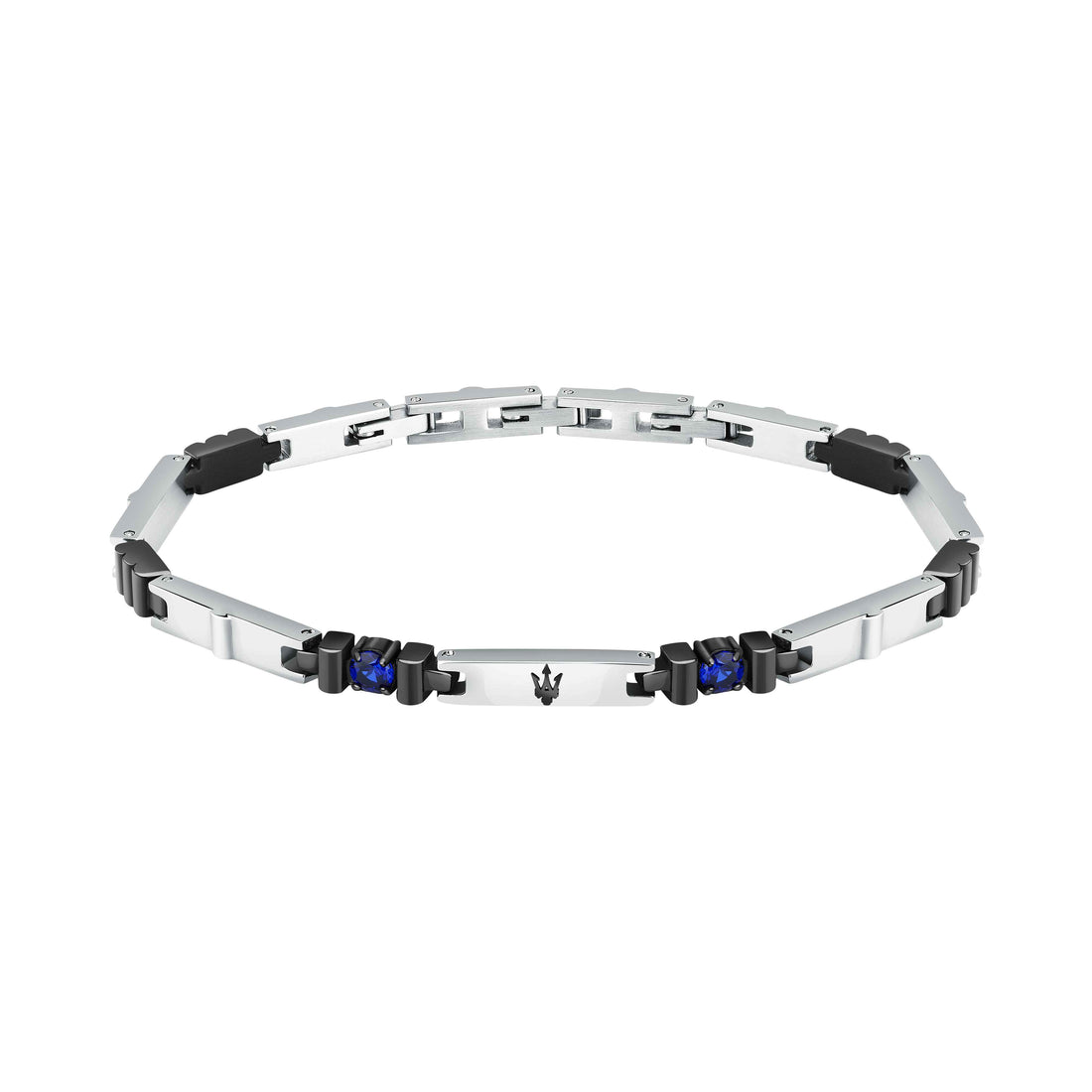 Bracciale Uomo Maserati Acciaio Zirconi Neri Logo Tridente JM224AXO04