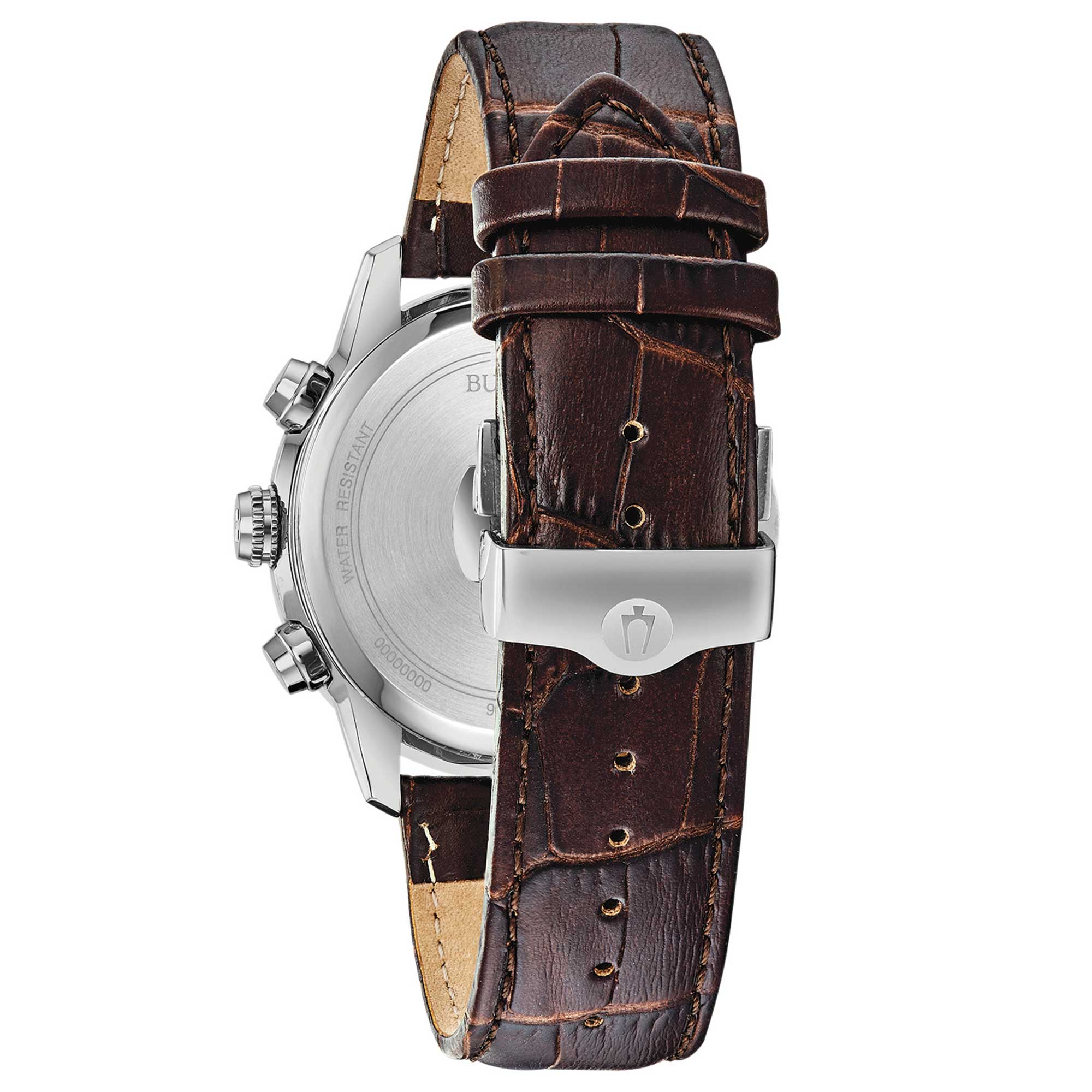 Orologio Uomo Bulova Quarzo Cronografo Sutton Big-Date Acciaio Marrone Pelle 96B309