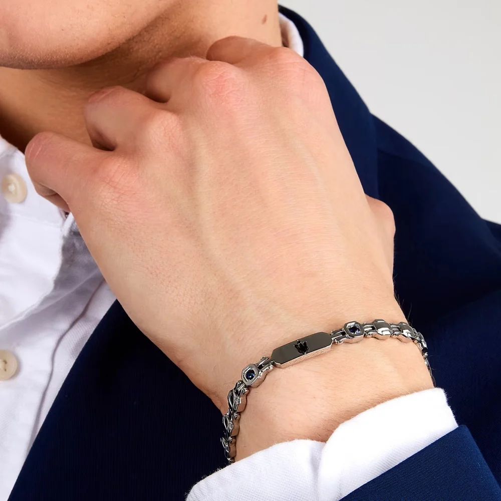 Bracciale Uomo Acciaio Maserati Sapphire Logo Centrale Blu Semirigido JM3335AXO12