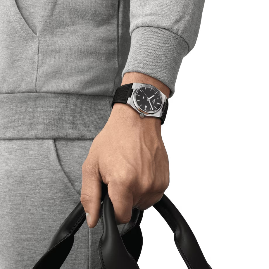 Orologio Uomo Tissot PRX Quarzo Solo Tempo Acciaio Data Gomma Nero T1374101705100