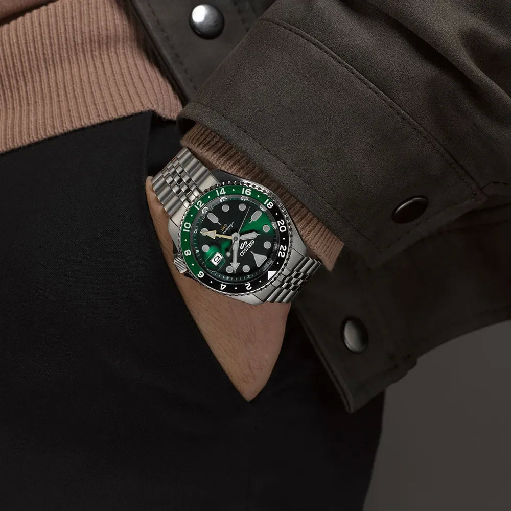 Orologio Uomo Seiko 5 GMT Sport Jubilè Automatico Nero Verde SSK035K1