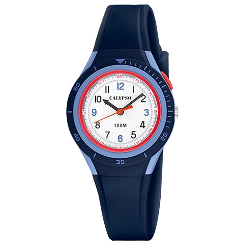 Orologio Bambino Uomo Calypso Gomma Quarzo Solo Tempo Numeri Blu K5856/5