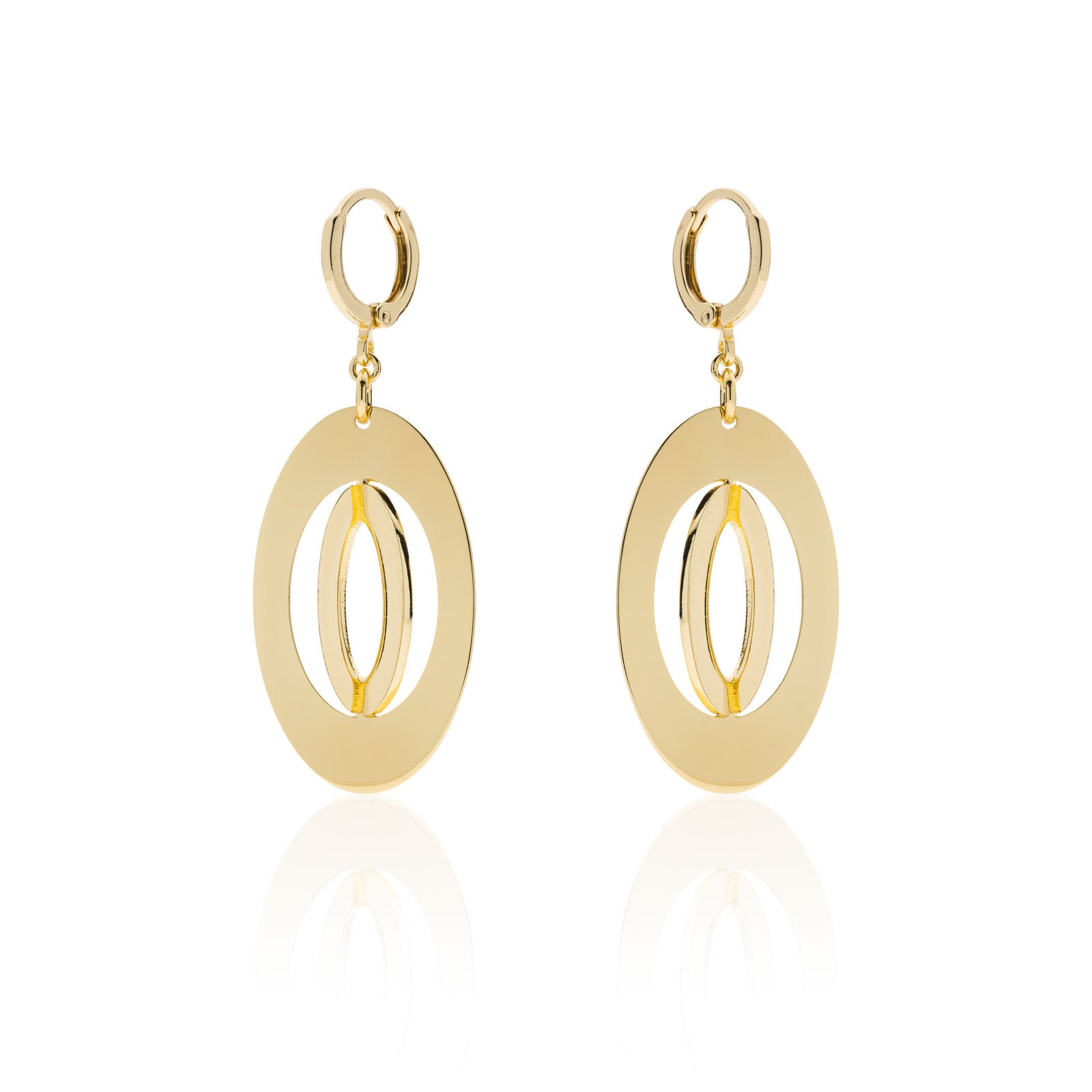 Orecchini Donna Unoaerre Bronzo Dorato Catena Ovale Pendente 555880
