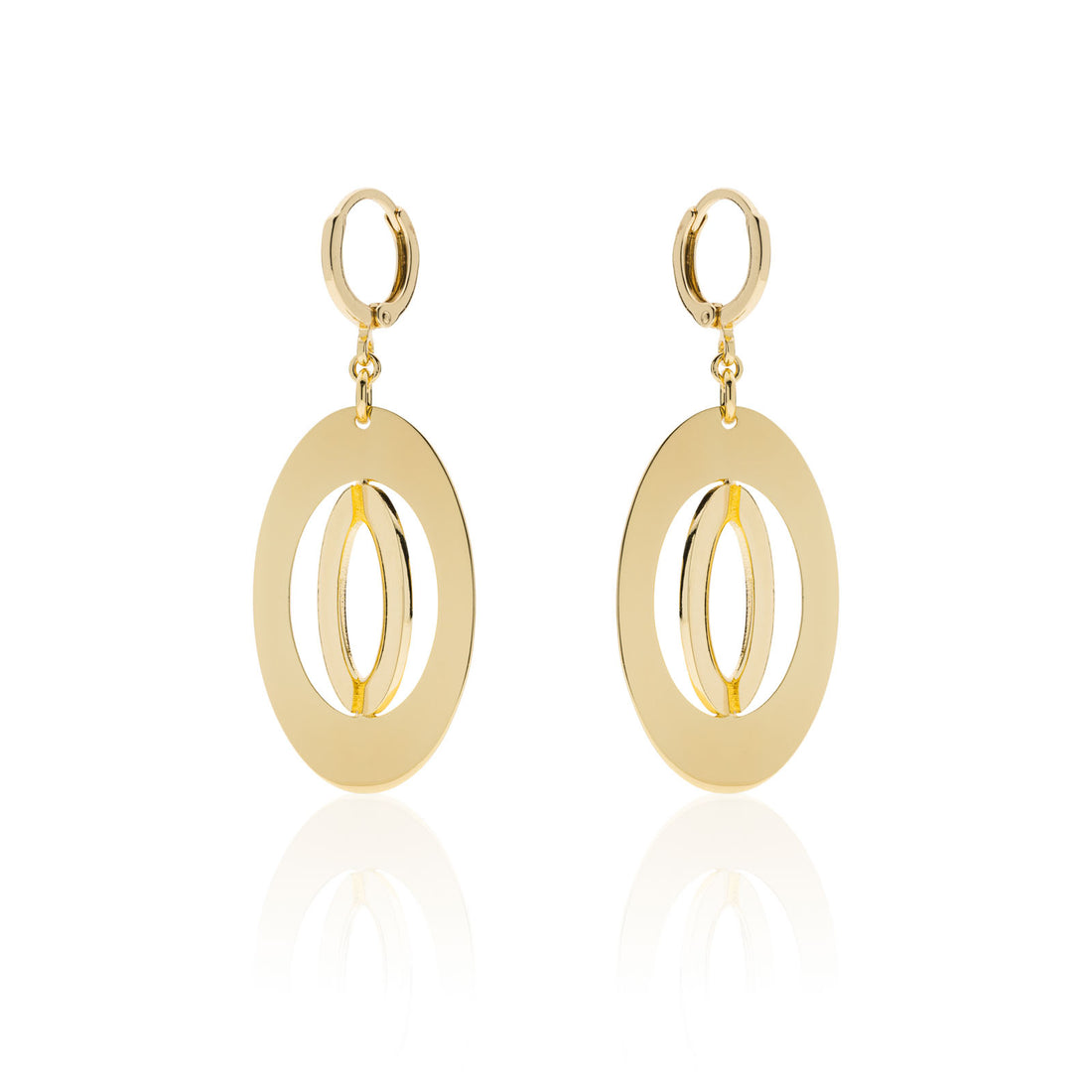 Orecchini Donna Unoaerre Bronzo Dorato Catena Ovale Pendente 555880