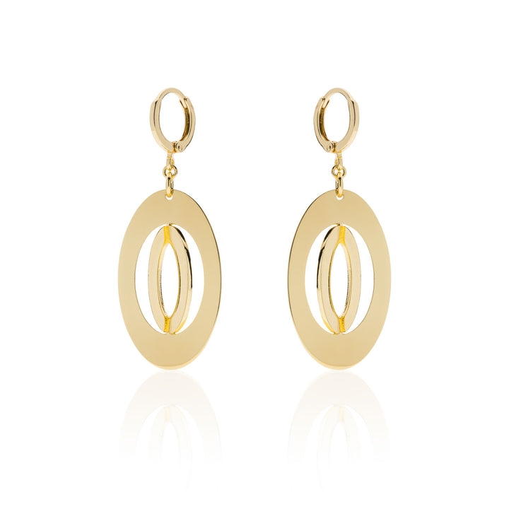 Orecchini Donna Unoaerre Bronzo Dorato Catena Ovale Pendente 555880