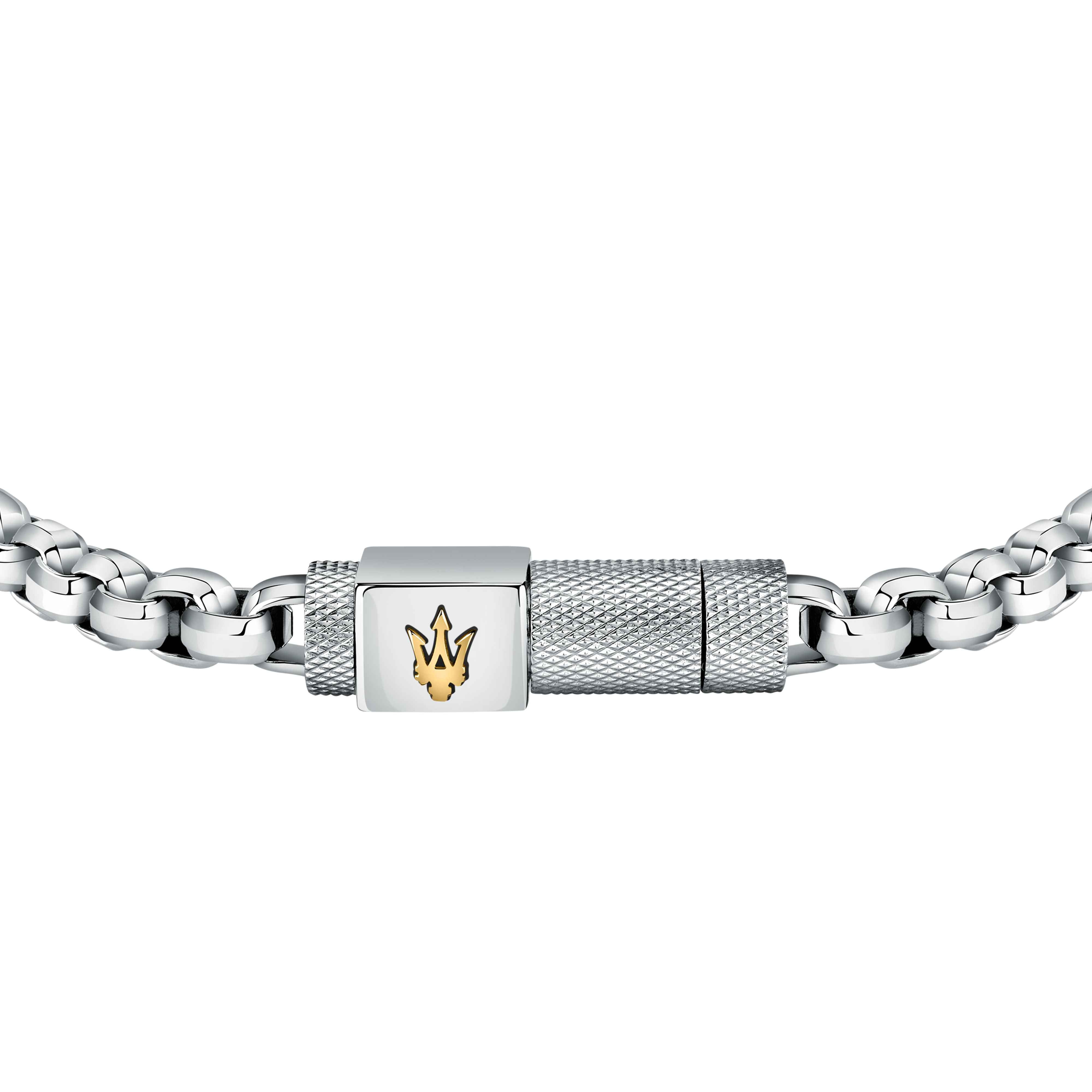 Bracciale Uomo Maserati Acciaio Lucido Catena Logo Sfaccettato Calamita JM223ATK25