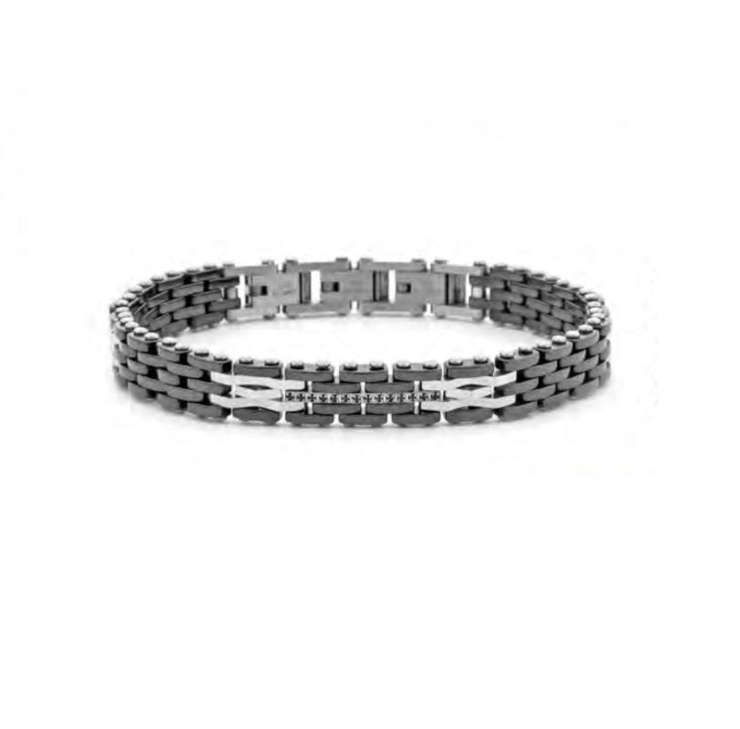 Bracciale Uomo 4US Cesare Paciotti Maglia Acciaio e Ceramica Nera  4UBR7954