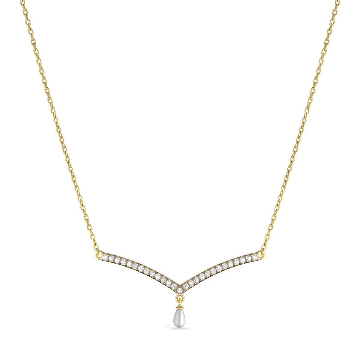 Collana Donna Laura P. Argento Dorato 925 Perla Zirconi Bianchi CL0115GP