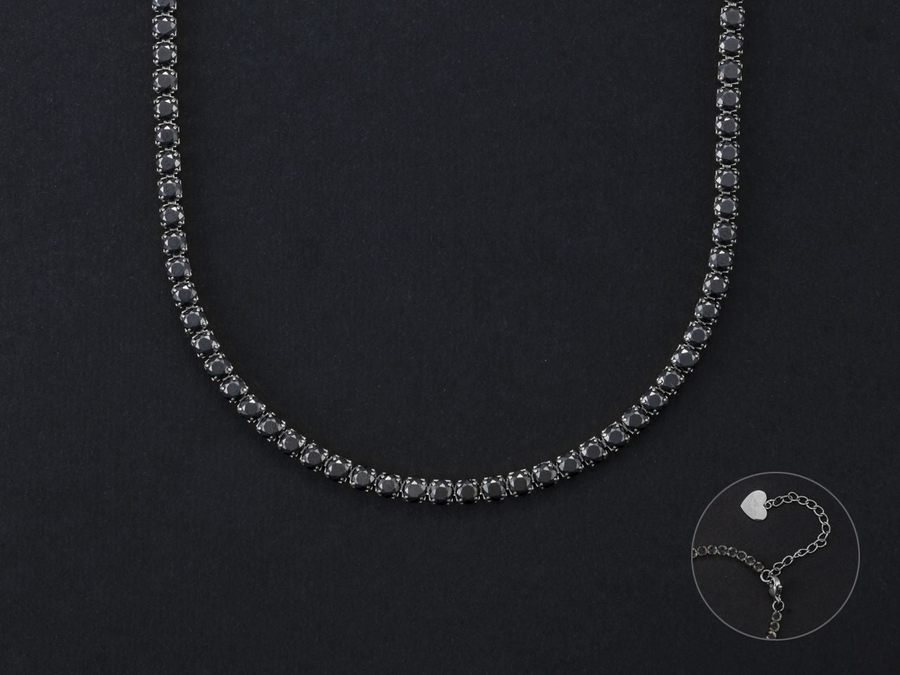 Collana Donna 4US Cesare Paciotti Acciaio Tennis Zirconi Neri 3 mm 4UCL5464W