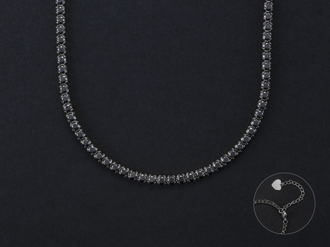 Collana Donna 4US Cesare Paciotti Acciaio Tennis Zirconi Neri 3 mm 4UCL5464W