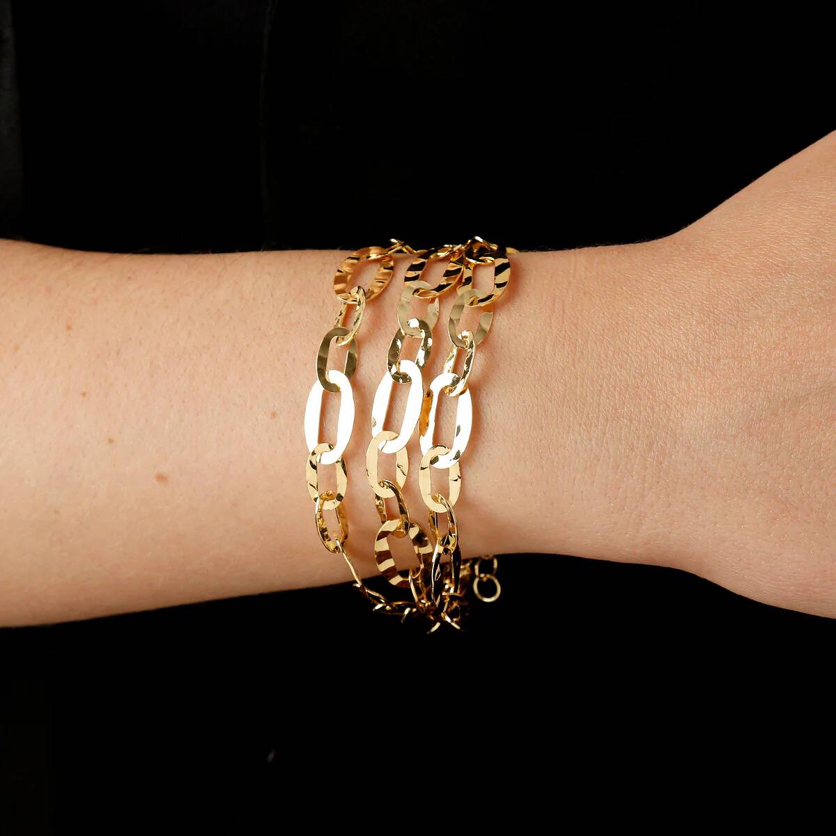 Bracciale Donna Etrusca Multifilo Catena Ovale Martellata WSET00555.YG