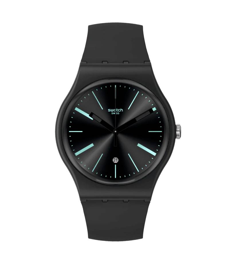 Orologio Unisex Swatch A Dash Of Green Quarzo Solo Tempo Nero Verde Data SO29B404