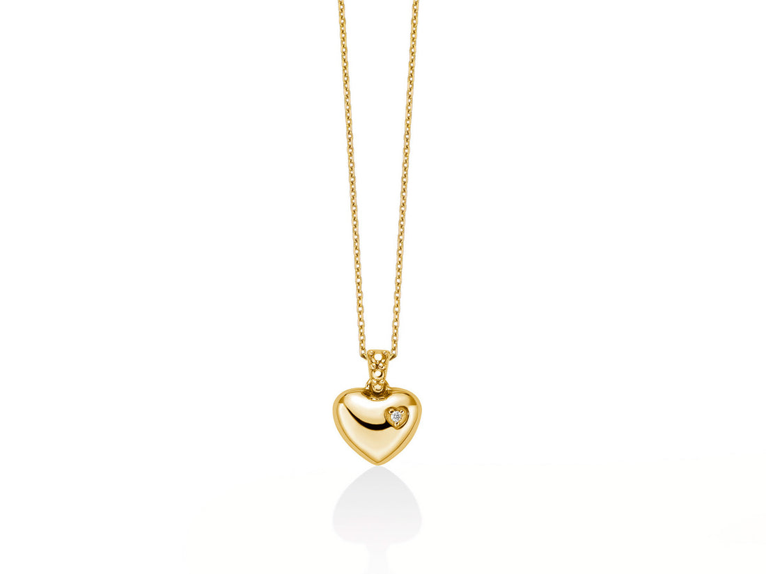 Collana Donna Miluna Girocollo Oro Giallo 9 KT e Diamanti Cuore CLD4667X