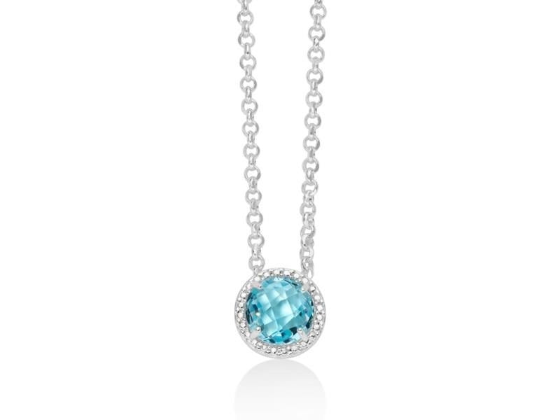 Collana Donna Miluna Argento 925 e topazio azzurro rotondo CLD4362
