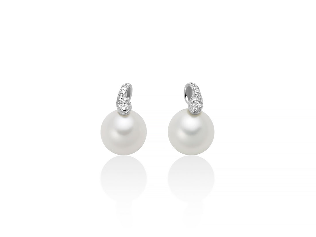 Orecchini Donna Miluna Oro Bianco 9kt Perla 6,5-7 mm Diamanti PER2851X