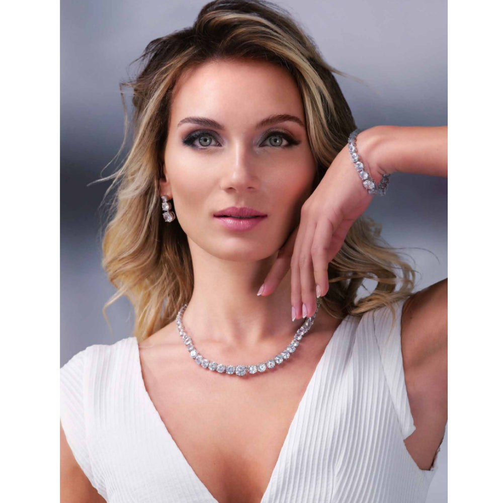 Collana Donna Ottaviani Bronzo Tennis Zirconi Bianchi Crescenti Tondi 500906C