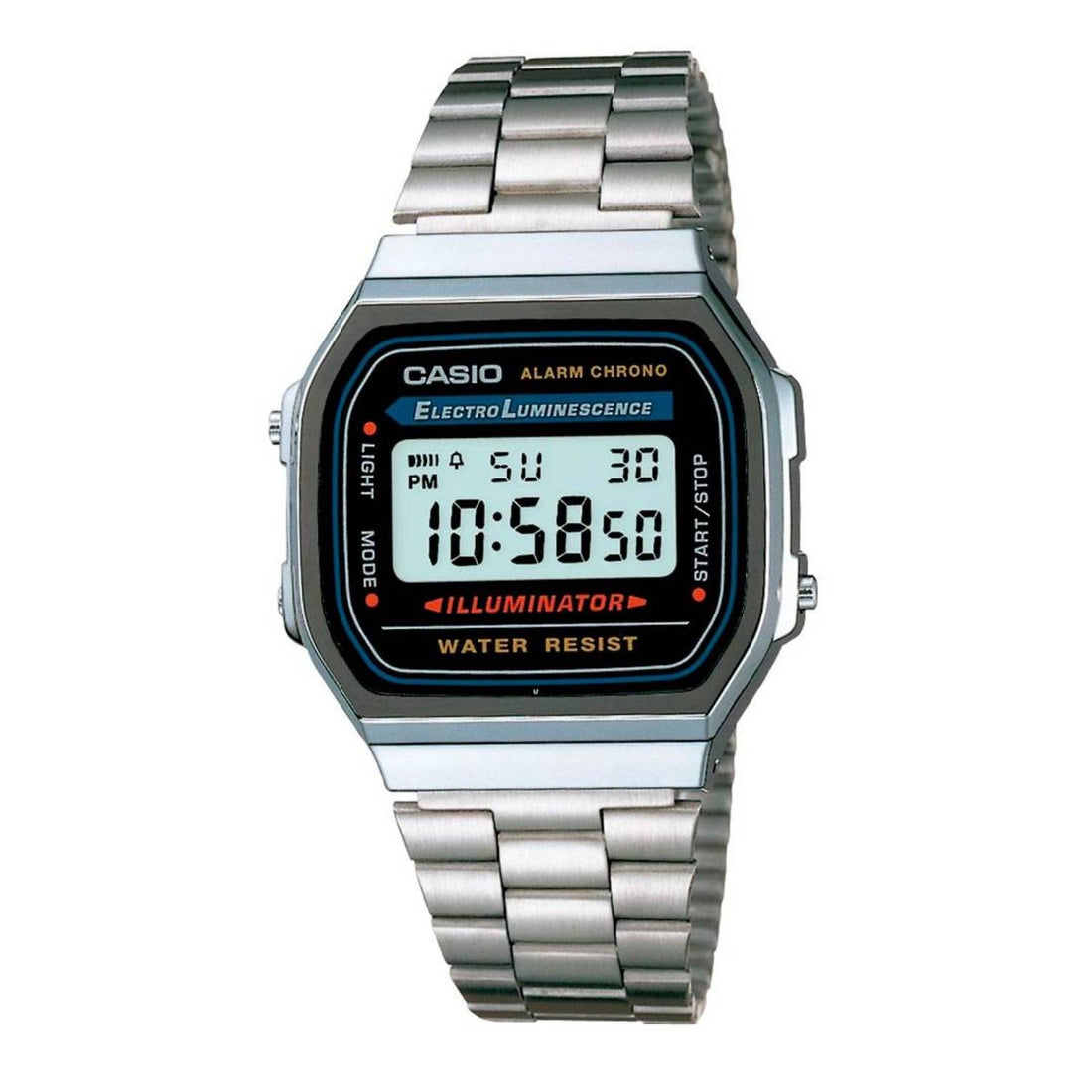 Orologio Uomo Acciaio Casio Vintage Digitale Quarzo A168WA-1YES Cronografo