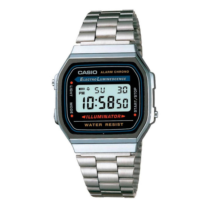 Orologio Uomo Acciaio Casio Vintage Digitale Quarzo A168WA-1YES Cronografo