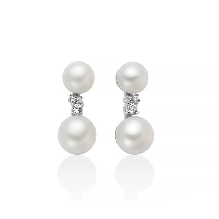 Orecchini Donna Miluna Andromeda Argento 925 Perle Topazi Bianchi Taglio PER2889