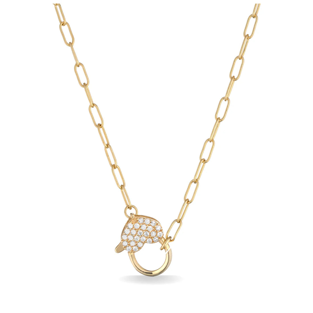 Collana Donna Laura P. Argento Dorato 925 Catena Lucchetto Cuore Zirconi Bianchi CL0238GB