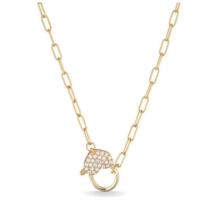 Collana Donna Laura P. Argento Dorato 925 Catena Lucchetto Cuore Zirconi Bianchi CL0238GB