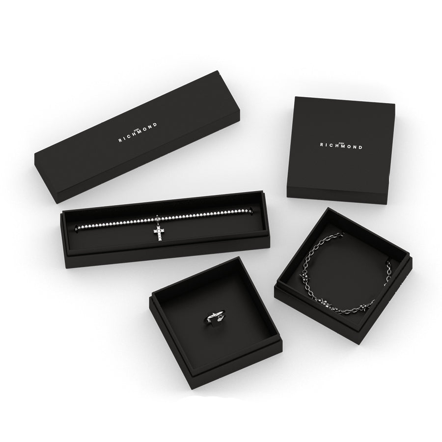 Bracciale Uomo John Richmond Tennis Titanio Brillanti Bianchi Silver IP JRTM21WW